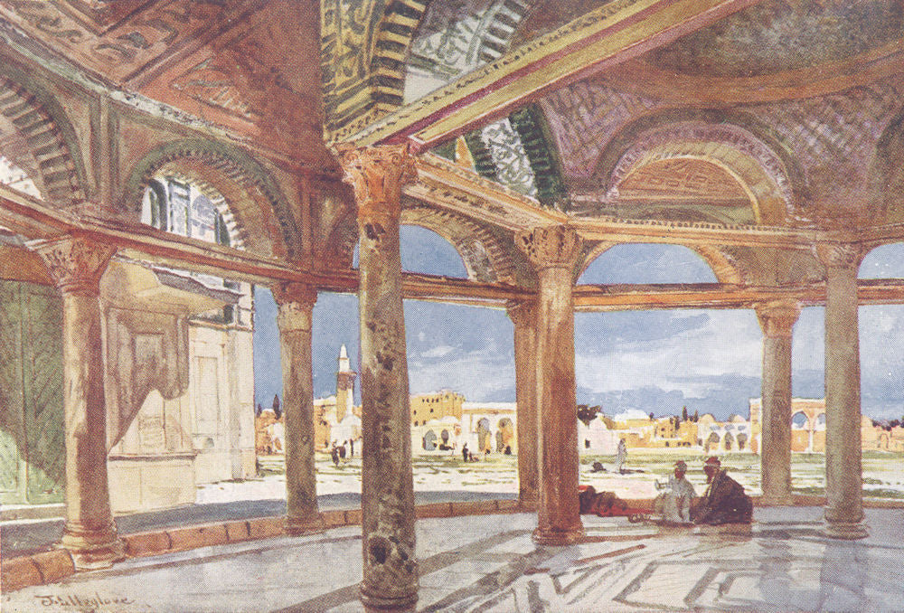 JERUSALEM. Interior of the dome of the chain looking North 1902 old print